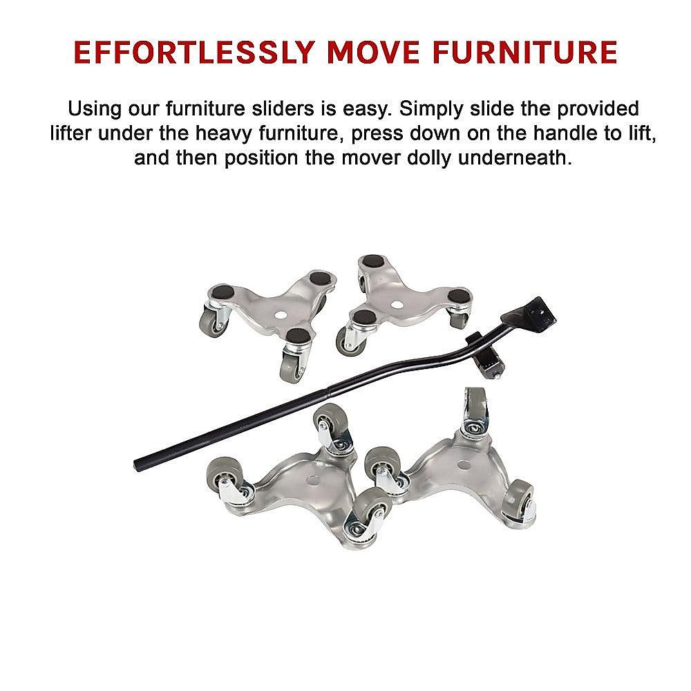 Buy 4 X All-purpose Dolly Metal Heavy Duty Furniture Mover Slider Set discounted | Products On Sale Australia