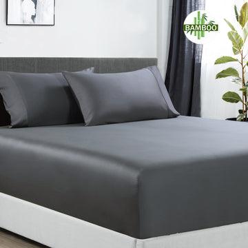 Buy 400 thread count bamboo cotton 1 fitted sheet with 2 pillowcases double charcoal discounted | Products On Sale Australia