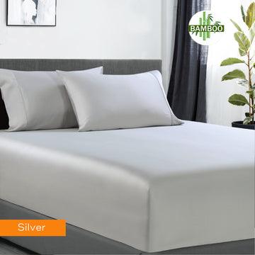 Buy 400 thread count bamboo cotton 1 fitted sheet with 2 pillowcases mega king silver discounted | Products On Sale Australia