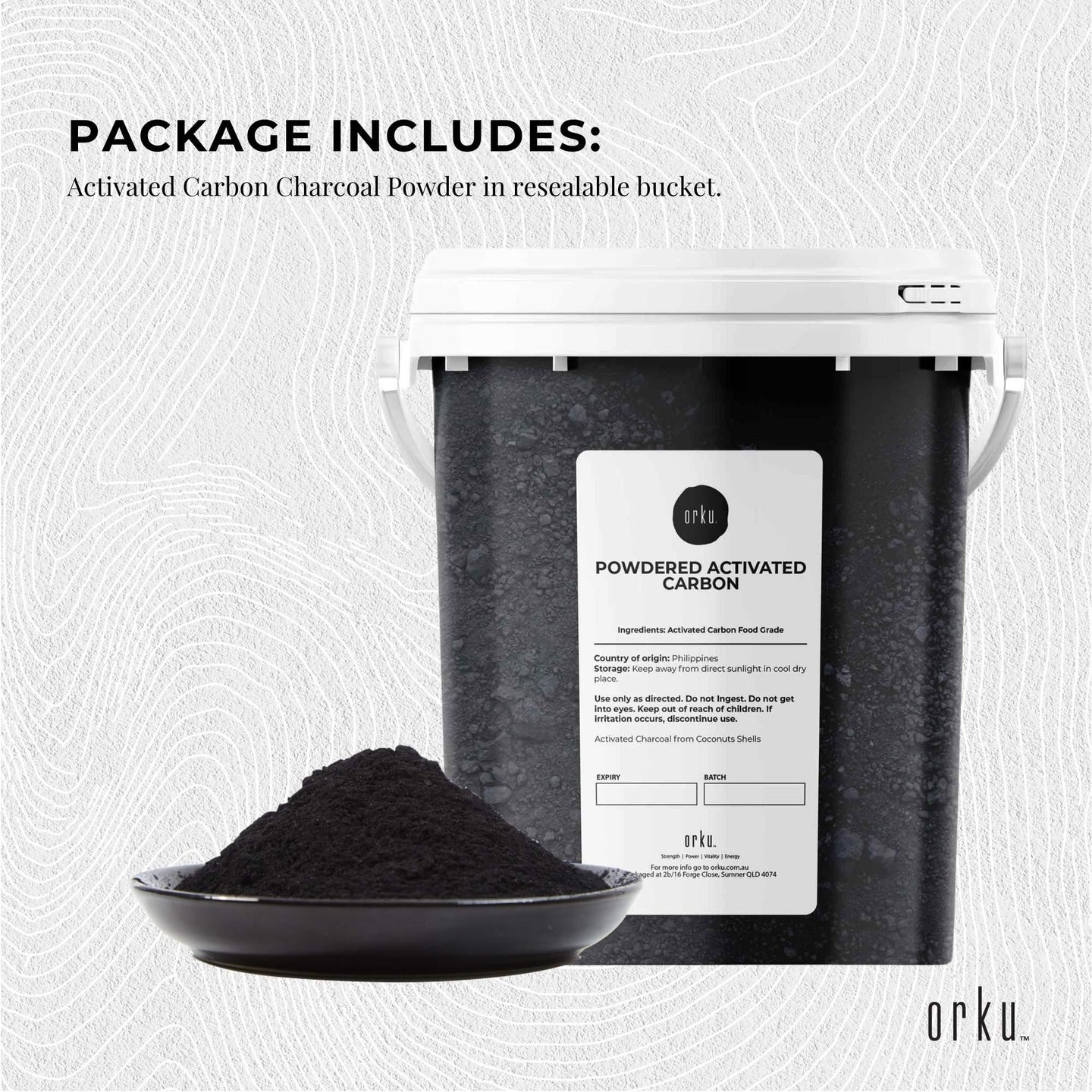 Buy 400g Activated Carbon Powder Coconut Charcoal Bucket - Teeth Whitening + Skin discounted | Products On Sale Australia