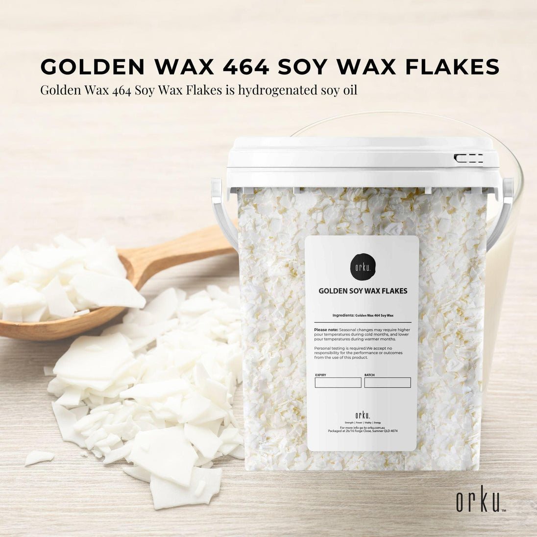 Buy 400g Golden 464 Soy Wax Flakes Bucket - 100% Pure Natural DIY Candle Melts Chips discounted | Products On Sale Australia