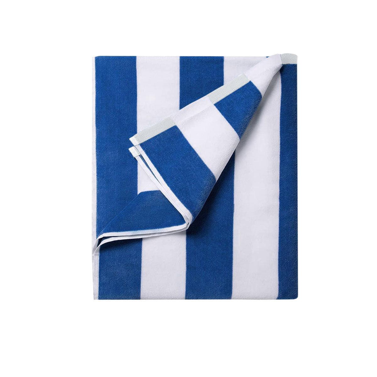 Buy 400GSM Cabana Stripe Cotton Polyester Beach Towel Blue discounted | Products On Sale Australia