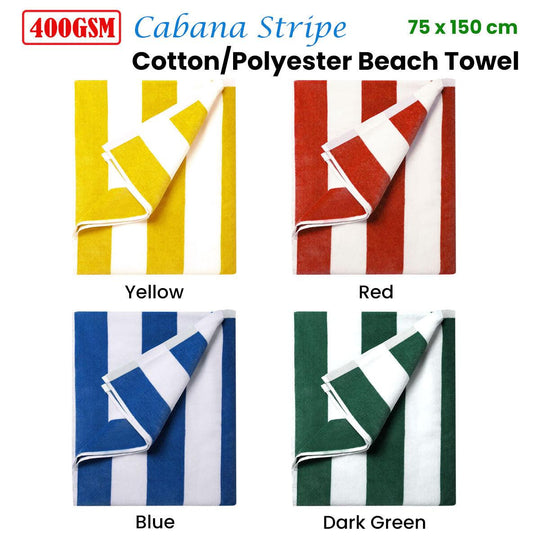 Buy 400GSM Cabana Stripe Cotton Polyester Beach Towel Blue discounted | Products On Sale Australia