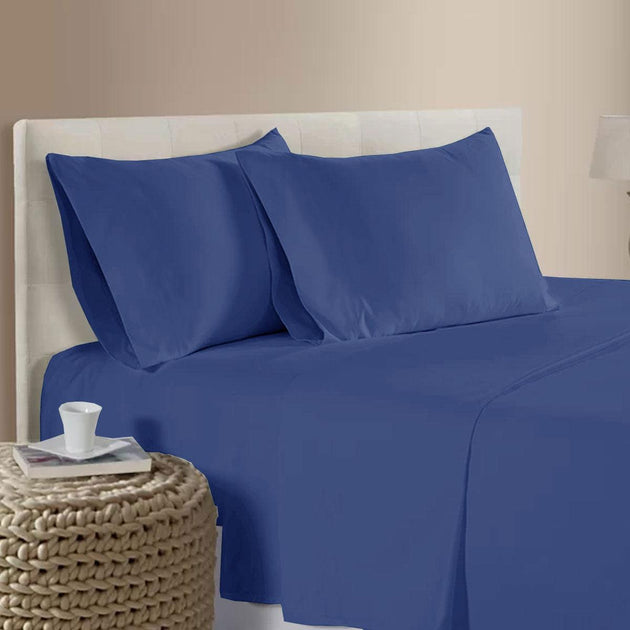 Buy 400TC Bamboo Cotton Sheet Set Blue Queen discounted | Products On Sale Australia