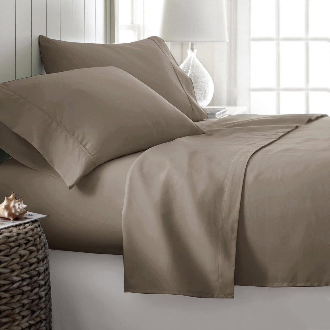 Buy 400TC Cotton Sateen Sheet Set King - Mocha discounted | Products On Sale Australia