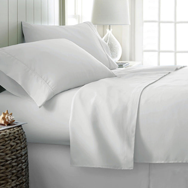 Buy 400TC Cotton Sateen Sheet Set King - White discounted | Products On Sale Australia