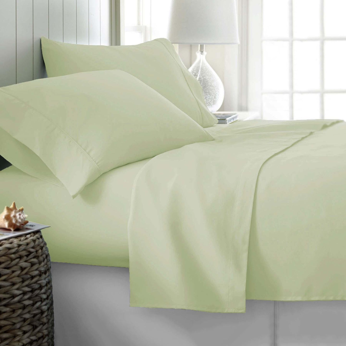 Buy 400TC Cotton Sateen Sheet Set Queen - Ivory (with a Hint of Green) discounted | Products On Sale Australia