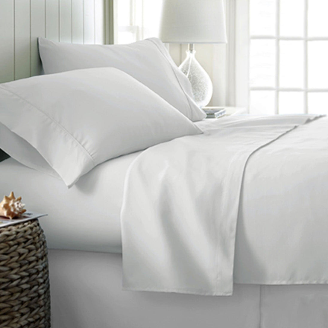 Buy 400TC Cotton Sateen Sheet Set Queen - White discounted | Products On Sale Australia