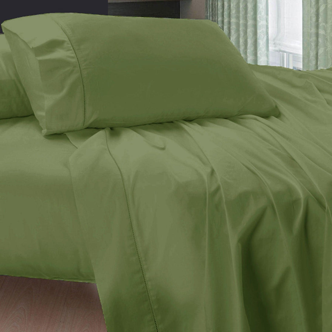 Buy 400TC Egyptian Cotton Sheet Set Aloe Green DOUBLE discounted | Products On Sale Australia