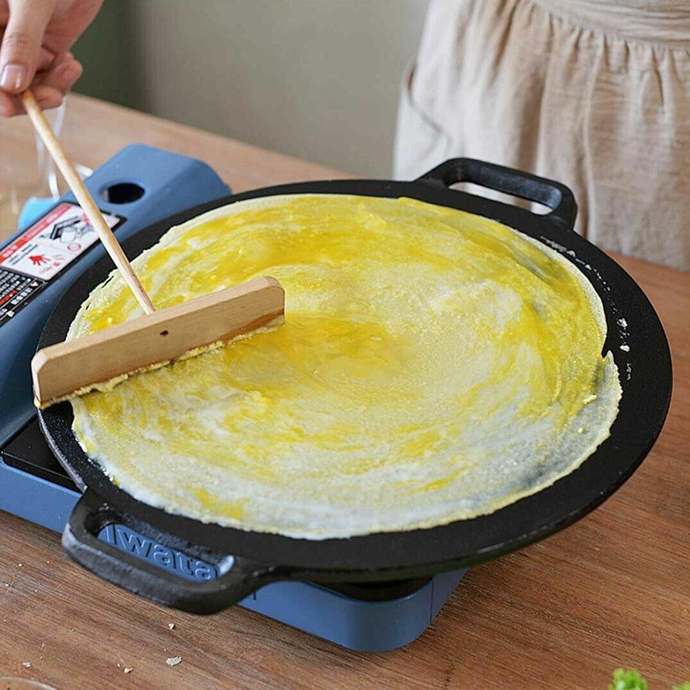 Buy 40cm Seasoned Cast Iron Induction Crepes Pan Baking Pancake Tool Pizza Bakeware discounted | Products On Sale Australia