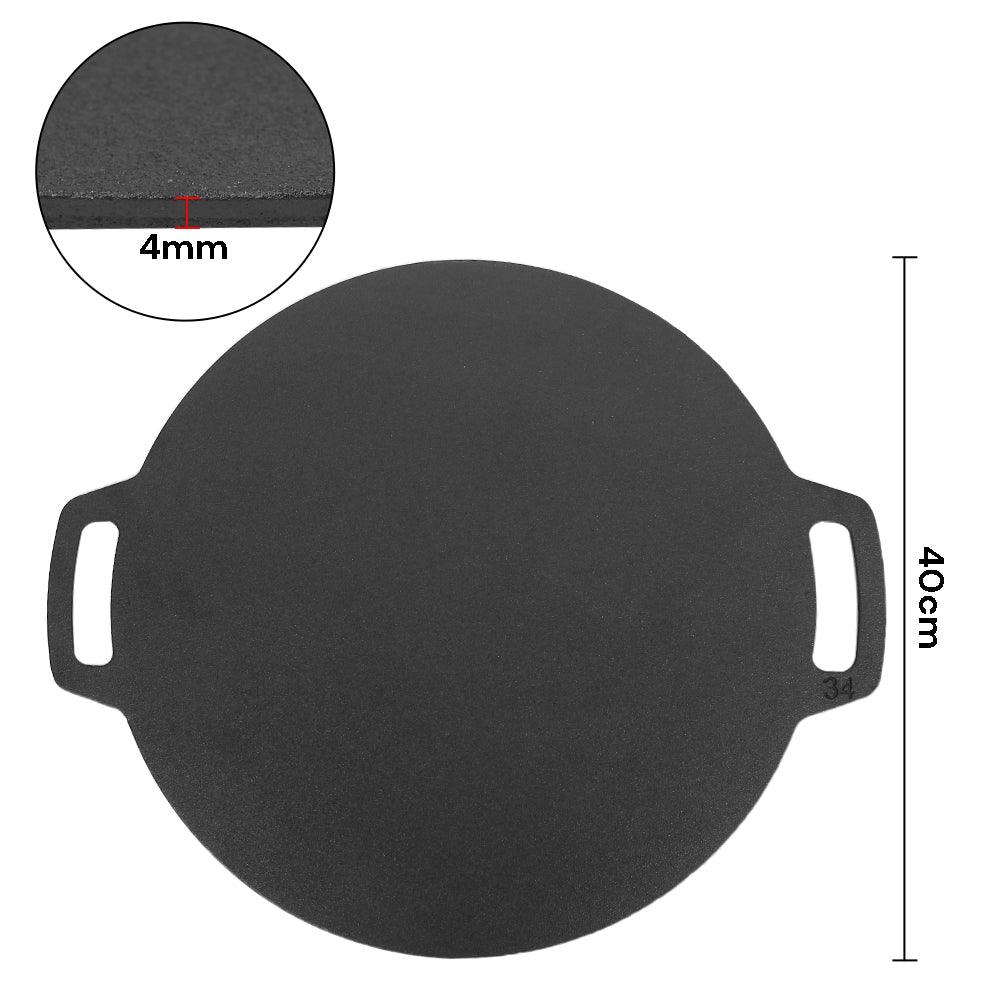 Buy 40cm Seasoned Cast Iron Induction Crepes Pan Baking Pancake Tool Pizza Bakeware discounted | Products On Sale Australia