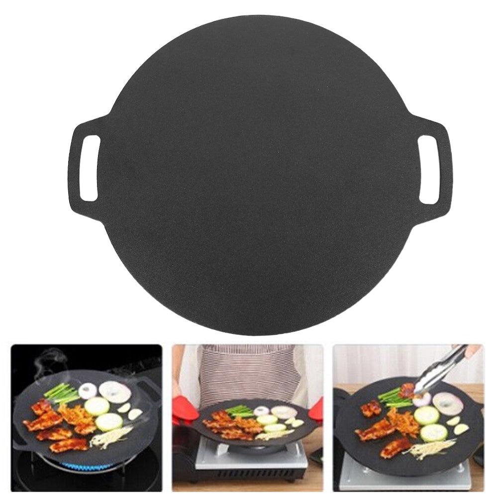 Buy 40cm Seasoned Cast Iron Induction Crepes Pan Baking Pancake Tool Pizza Bakeware discounted | Products On Sale Australia