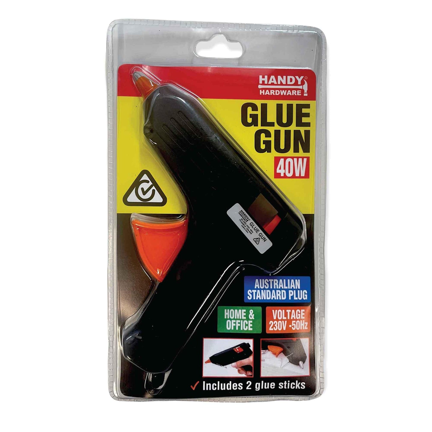 Buy 40w Hot Glue Gun Handy Hardware SAA RCM Craft Adhesive 2x 11mmx100mm Sticks discounted | Products On Sale Australia