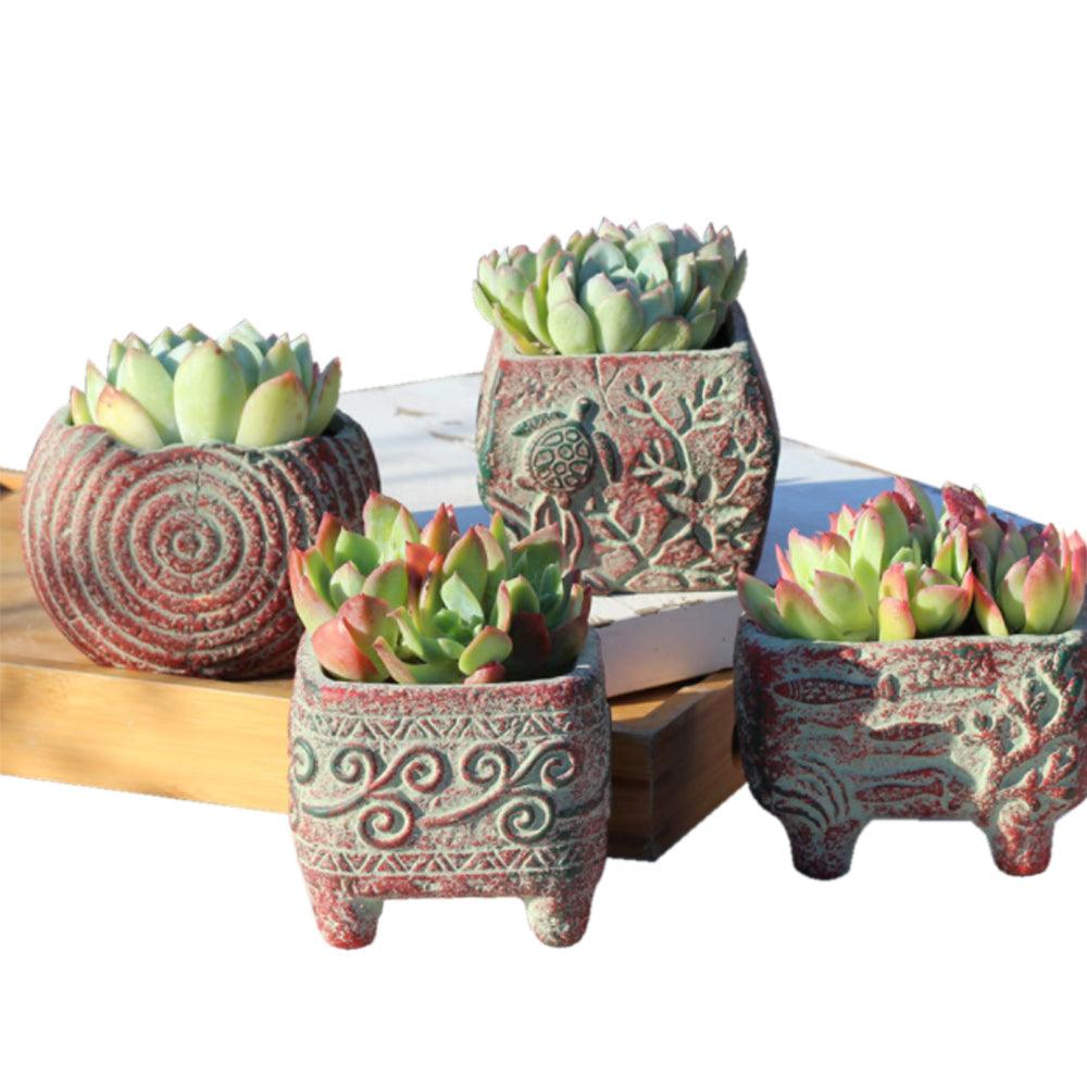 Buy 4/5/6 Pots Set Ceramic Clay Pottery Pots Succulent Flower Planter Draining Hole(Style 02# 4 Pots Set) discounted | Products On Sale Australia