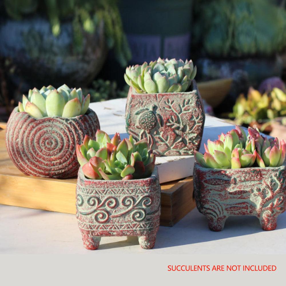 Buy 4/5/6 Pots Set Ceramic Clay Pottery Pots Succulent Flower Planter Draining Hole(Style 02# 4 Pots Set) discounted | Products On Sale Australia