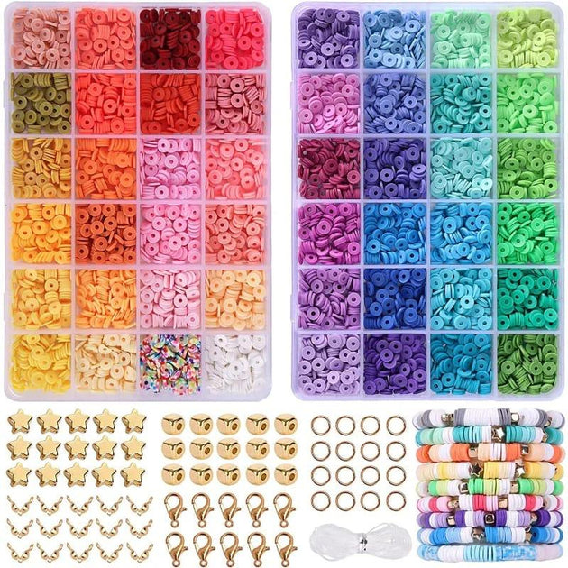 48 Colors Flat Round Clay Beads for Jewelry Making Kit, 4800pcs Clay Beads for Bracelet Making Kit, Craft Gift Products On Sale Australia | Occasions > Novelty Gifts Category