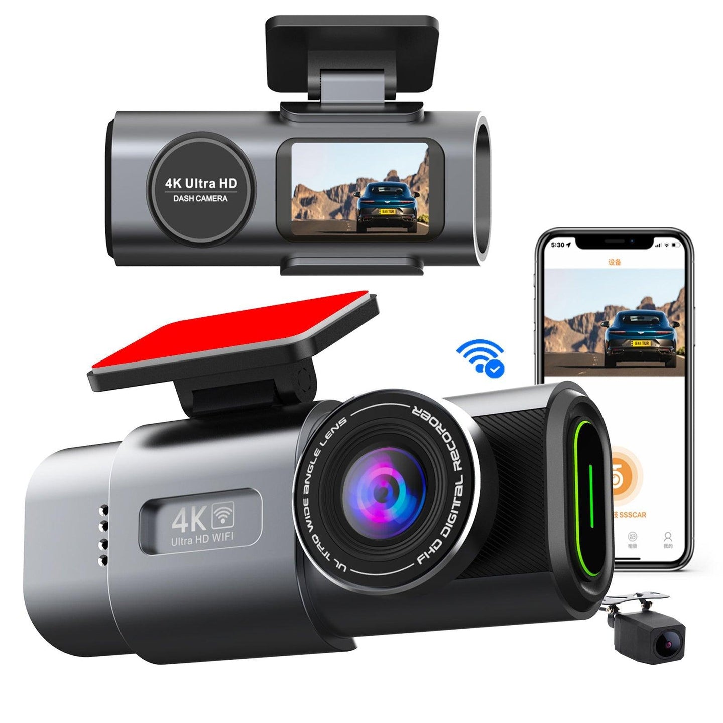 Buy 4K Dash Cam UHD 2160P WiFi Front Dashcam Night Vision Car Camera with 64GB Card discounted | Products On Sale Australia