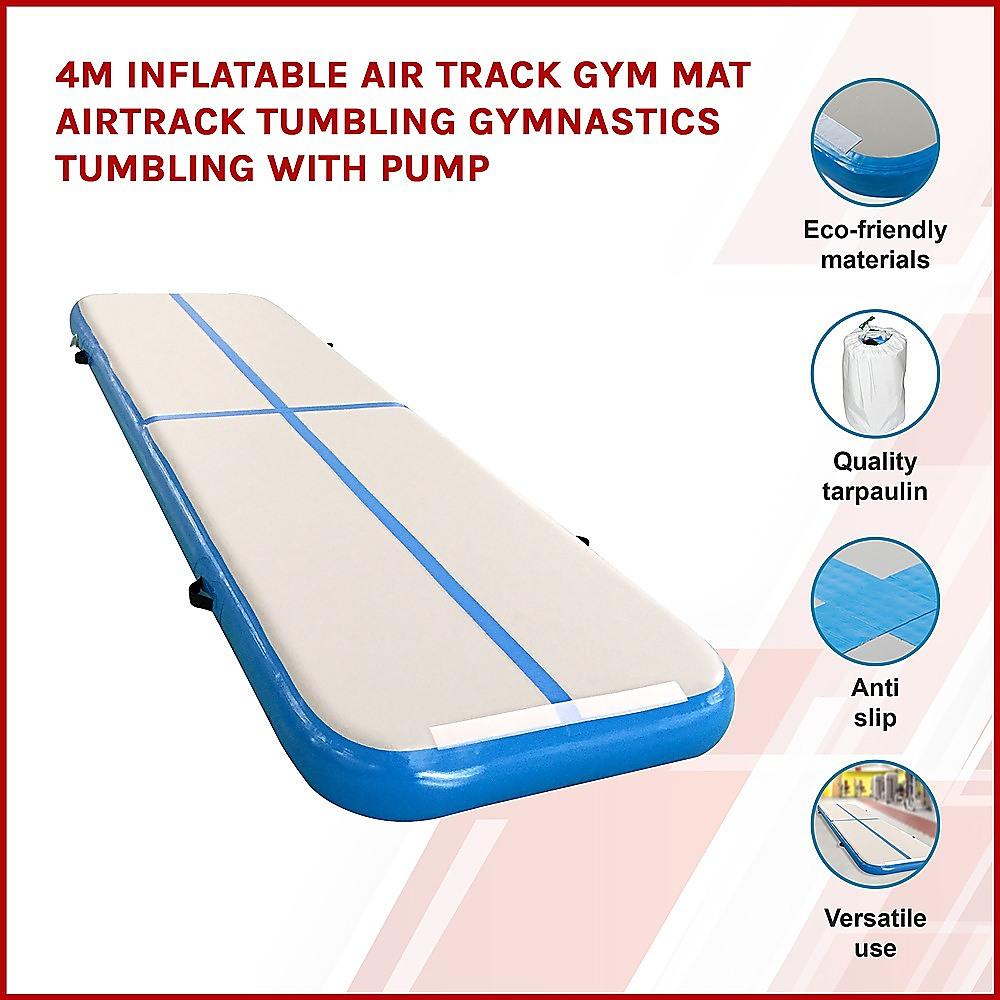 Buy 4m Inflatable Air Track Gym Mat Airtrack Tumbling Gymnastics Tumbling with Pump discounted | Products On Sale Australia