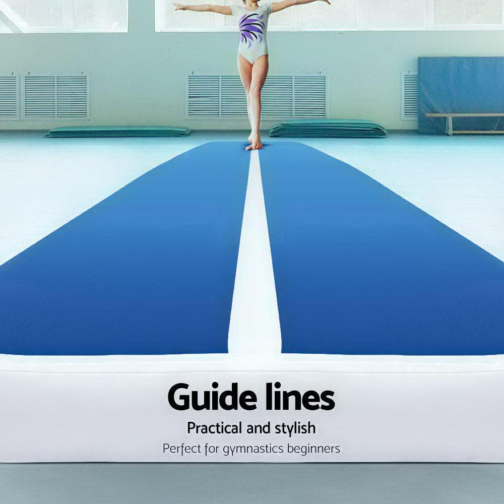 Buy 4m x 1m Inflatable Air Track Mat 20cm Thick Gymnastic Tumbling Blue And White discounted | Products On Sale Australia