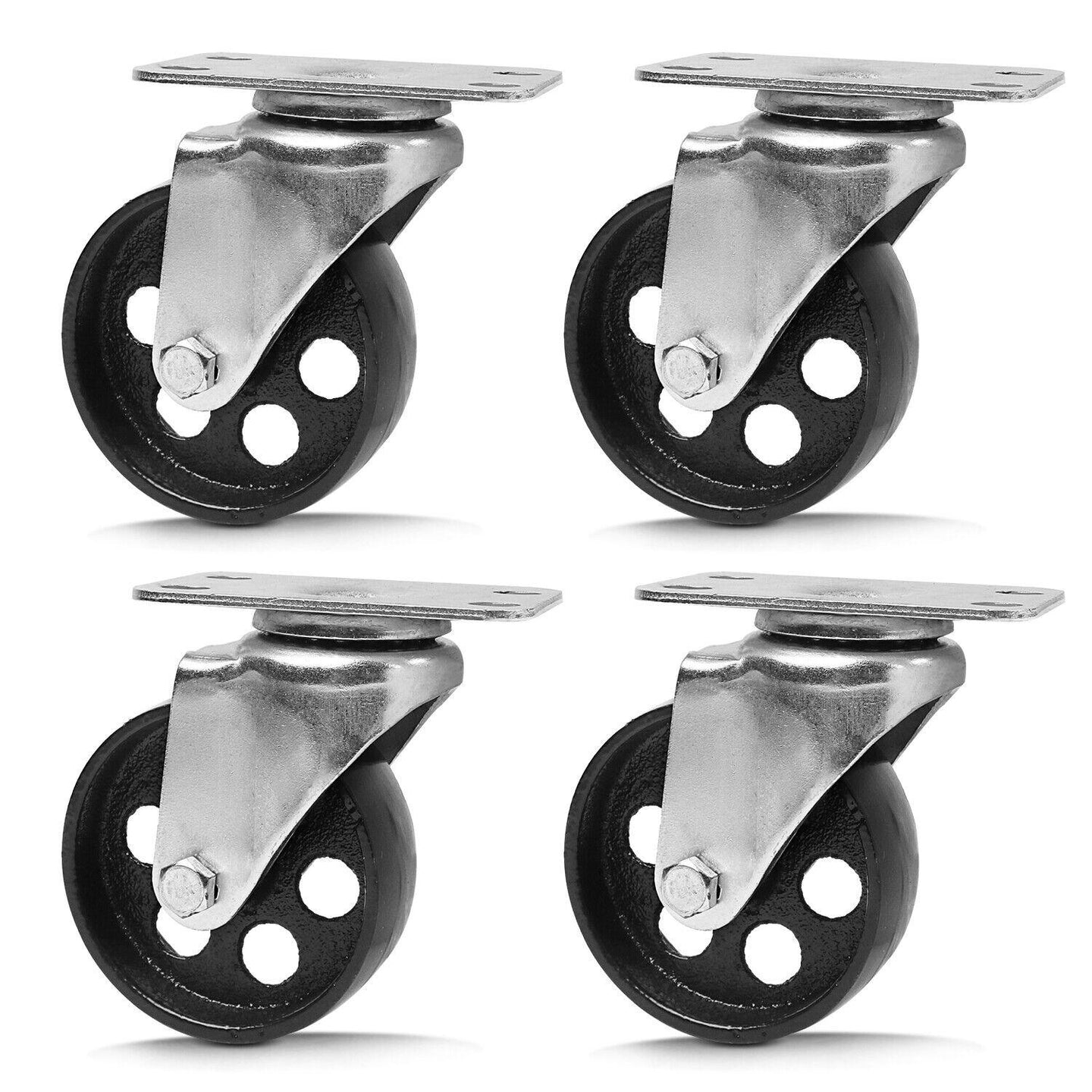 Buy 4Pc 3.5'' Heavy Duty Steel Castor Wheel Swivel Caster 500KG/EA Loading Capacity discounted | Products On Sale Australia