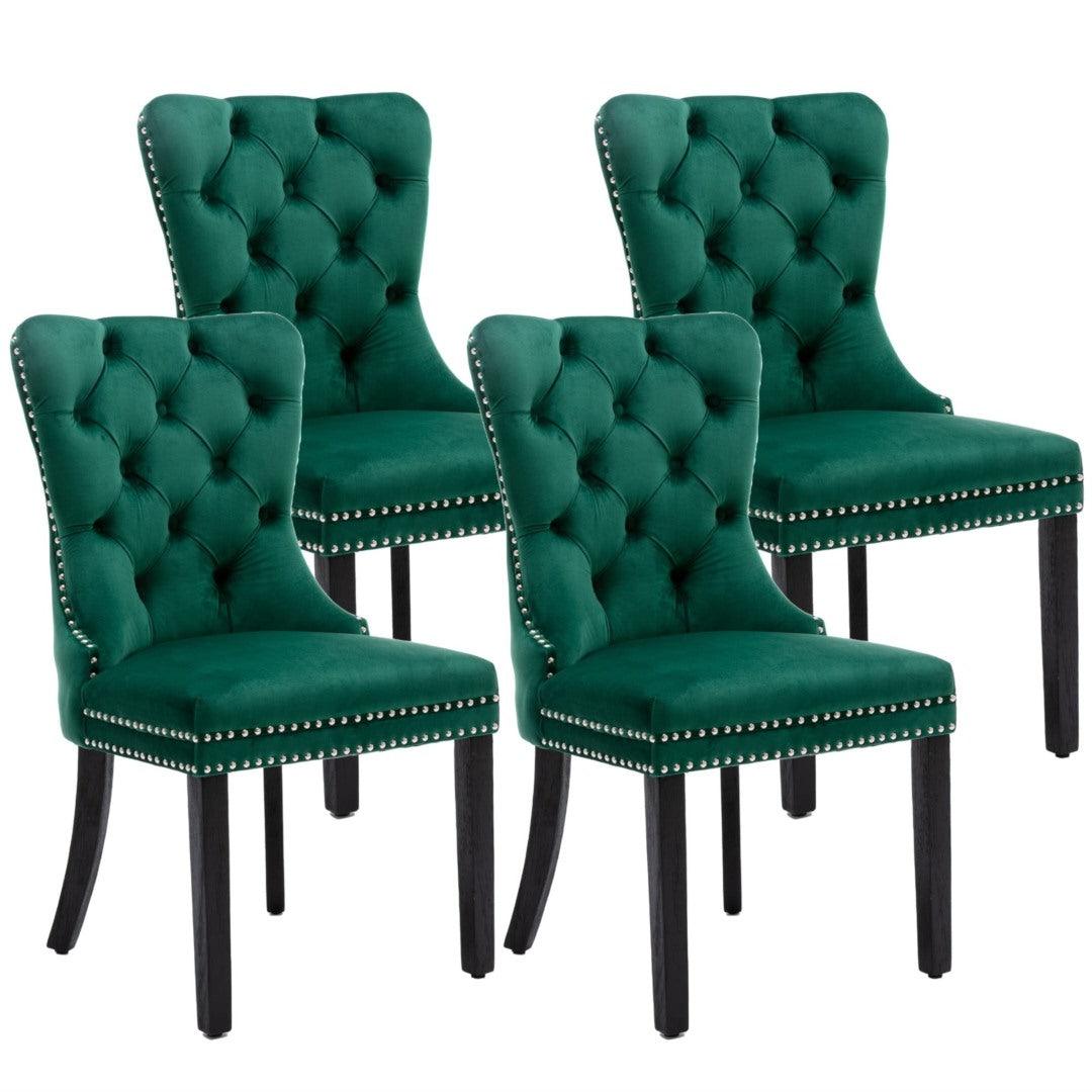 Buy 4x Velvet Dining Chairs- Green discounted | Products On Sale Australia