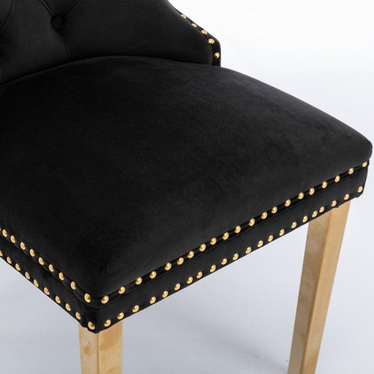 Buy 4x Velvet Dining Chairs with Golden Metal Legs-Black discounted | Products On Sale Australia