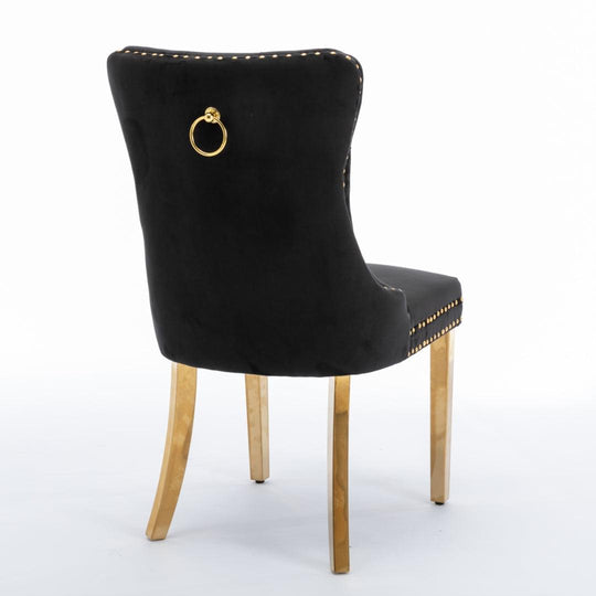 Buy 4x Velvet Dining Chairs with Golden Metal Legs-Black discounted | Products On Sale Australia