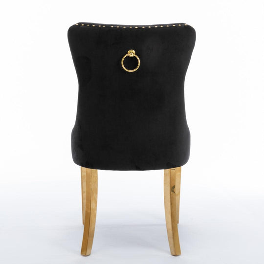 Buy 4x Velvet Dining Chairs with Golden Metal Legs-Black discounted | Products On Sale Australia