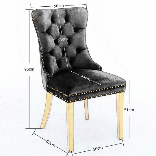 Buy 4x Velvet Dining Chairs with Golden Metal Legs-Black discounted | Products On Sale Australia