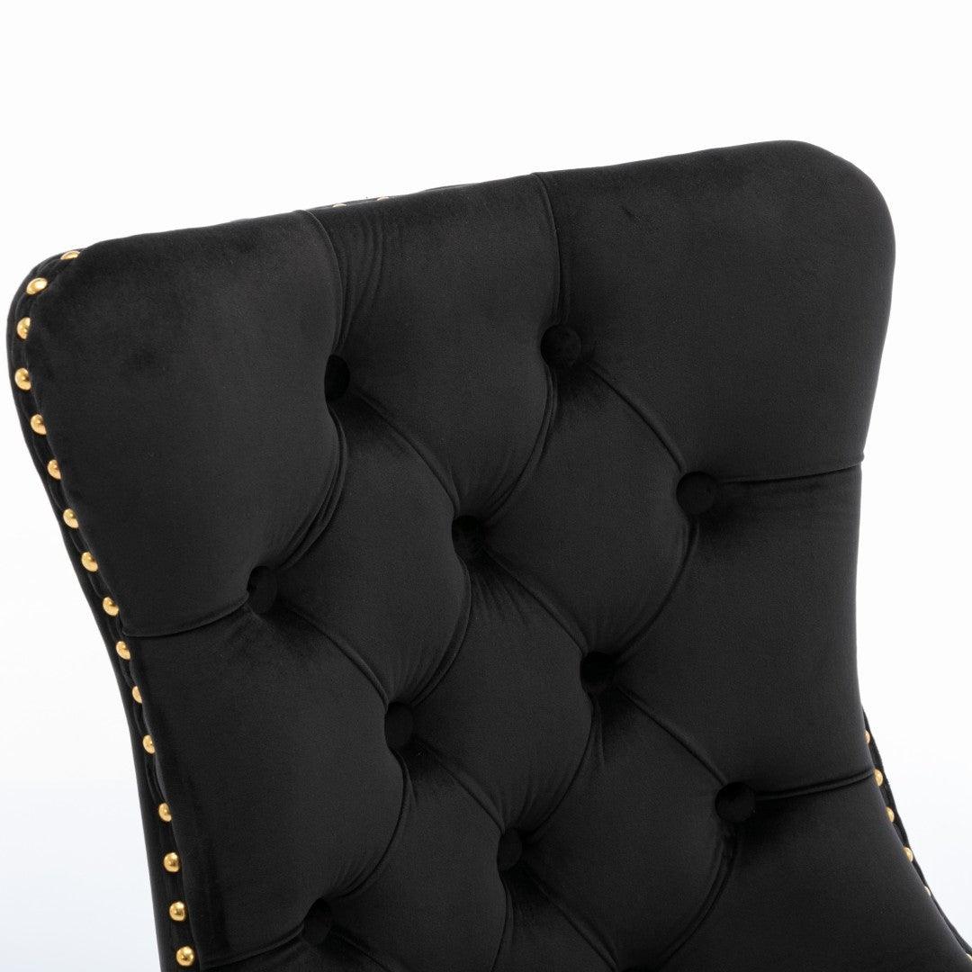 Buy 4x Velvet Dining Chairs with Golden Metal Legs-Black discounted | Products On Sale Australia