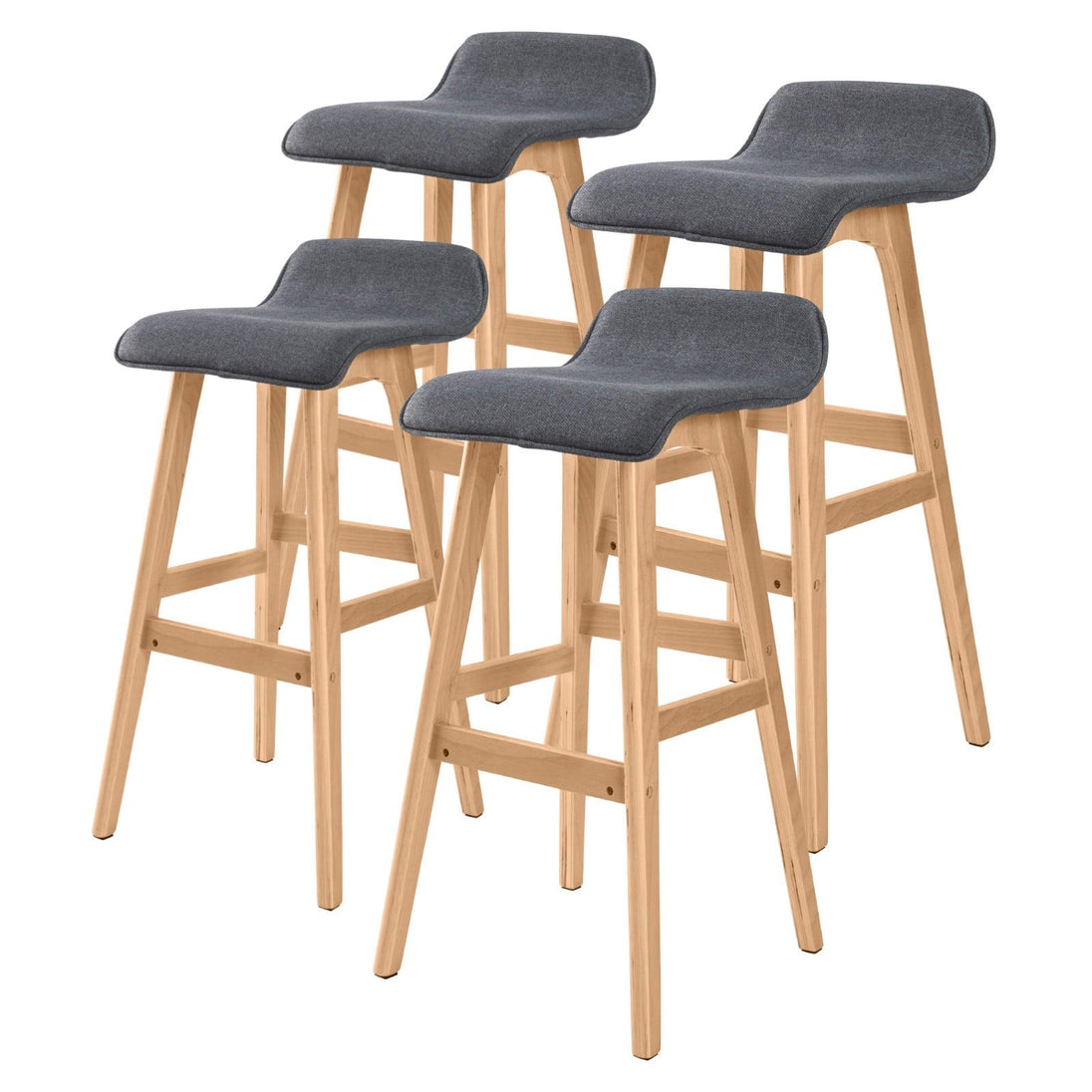 Buy 4X Wooden Bar Stool Dining Chair Fabric SOPHIA 74cm GREY discounted | Products On Sale Australia