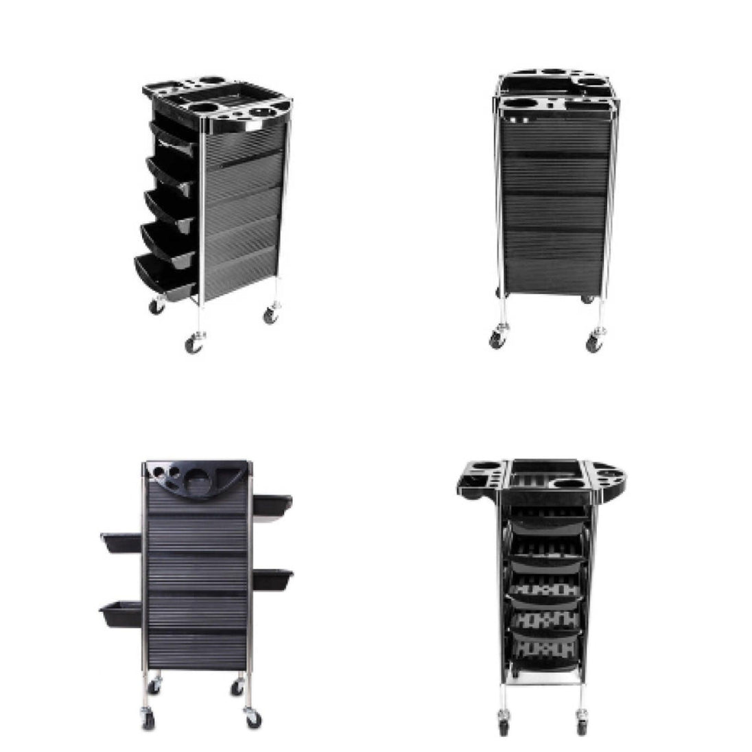 Buy 5 Drawer Hairdressing Trolley Black 90x30x36cm Hair Salon Beauty Rolling Cart discounted | Products On Sale Australia