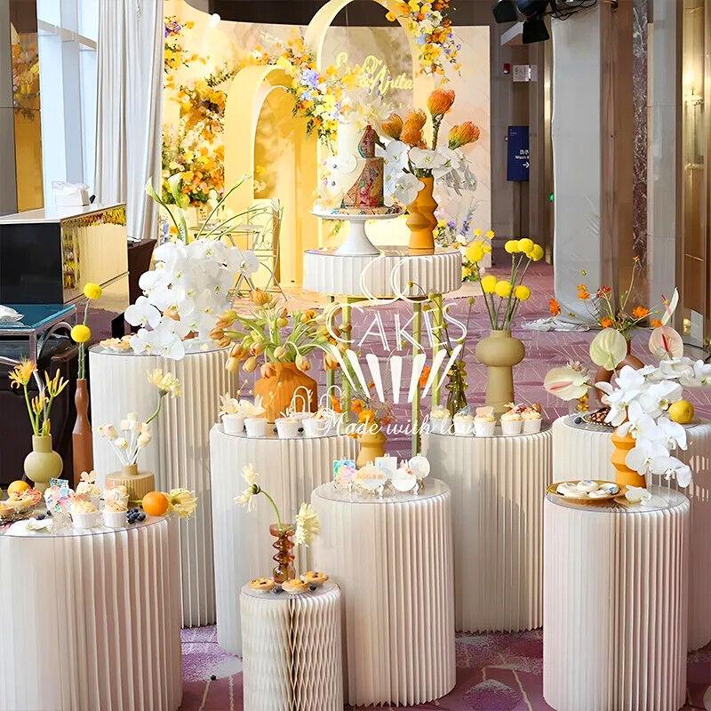 Buy 5 Hard Carboard Display Stand Round Plinth Cylinder Pedestal Wedding Flower discounted | Products On Sale Australia