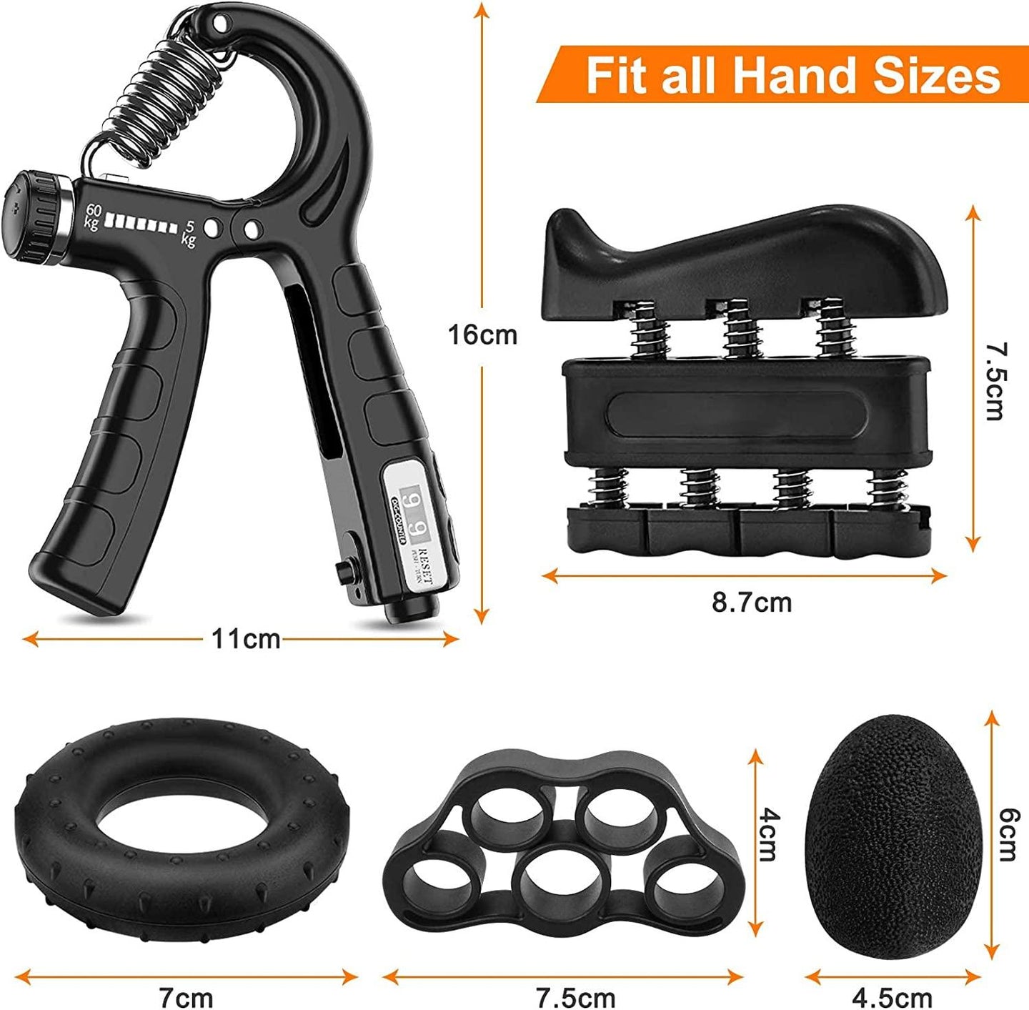 Buy 5 Pack Adjustable Resistance Hand Gripper Exerciser Workout Kit discounted | Products On Sale Australia