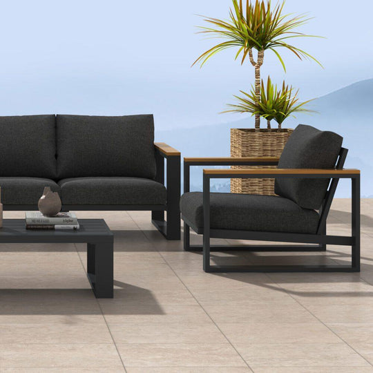 Buy 5 Seater Grandeur Lounge Suite – Charcoal Grey discounted | Products On Sale Australia