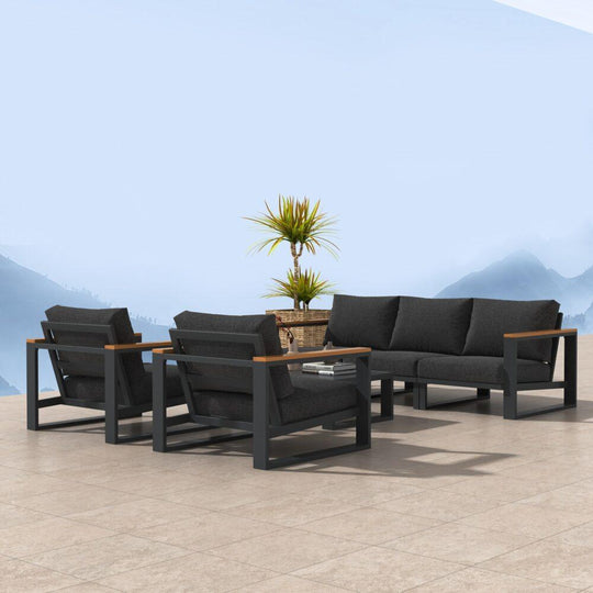 Buy 5 Seater Grandeur Lounge Suite – Charcoal Grey discounted | Products On Sale Australia