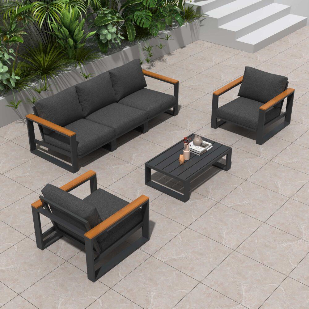 Buy 5 Seater Grandeur Lounge Suite – Charcoal Grey discounted | Products On Sale Australia