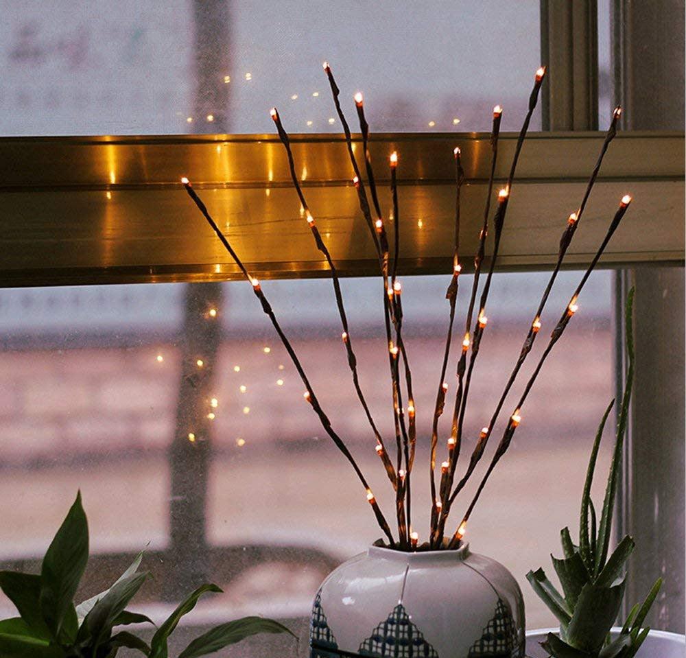 Buy 5 Sets of LED Light Bunch Stem - Warm White BATTERY fairy lights - 50cm high 20 bulbs/petals discounted | Products On Sale Australia