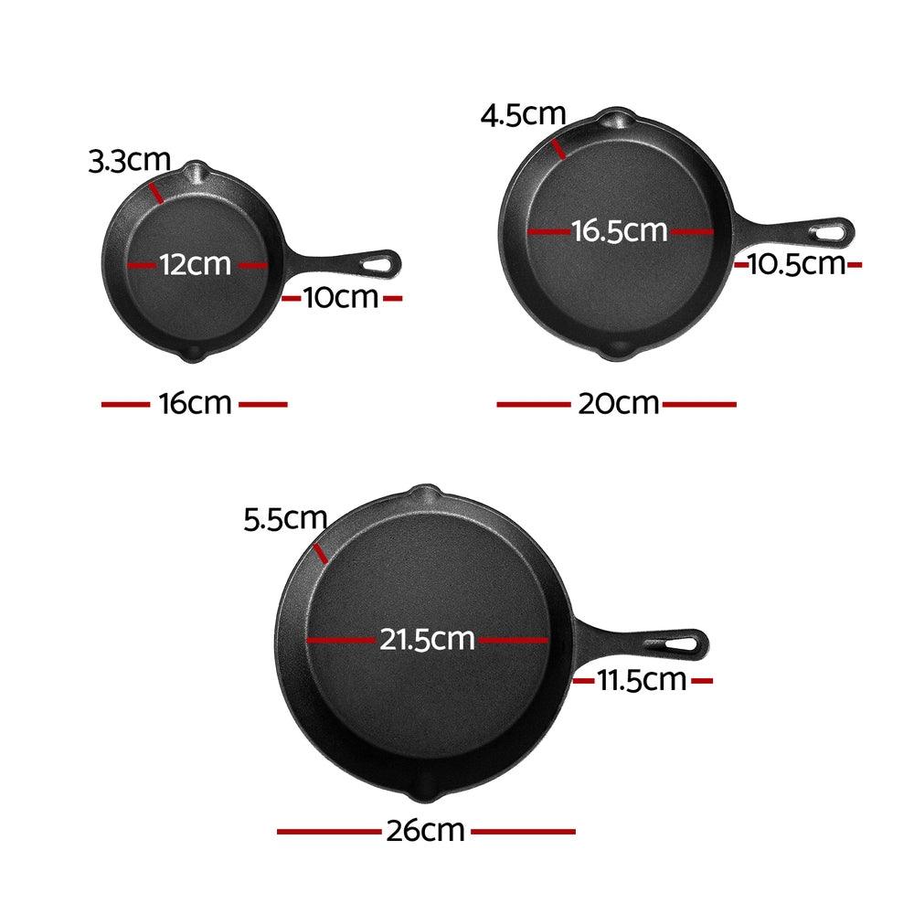 Buy 5-star chef Non Stick Frying Pan Cast Iron 3PCS discounted | Products On Sale Australia