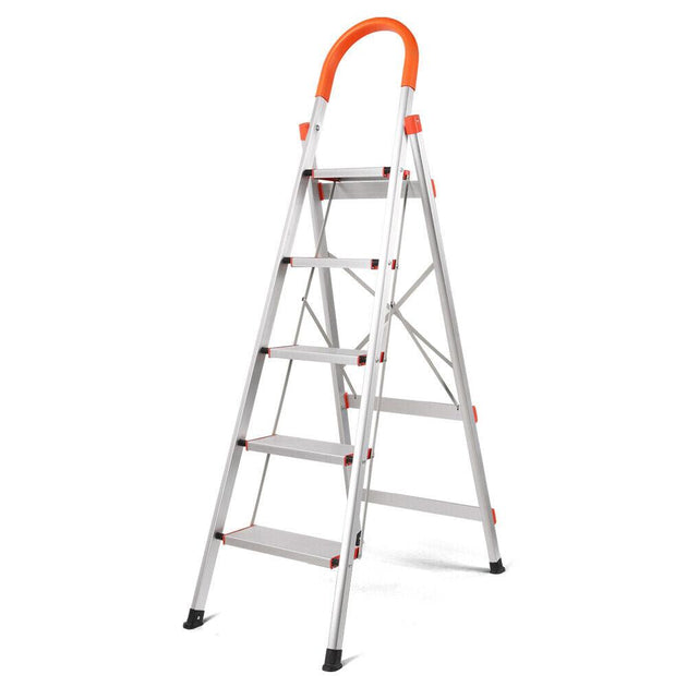 Buy 5 Step Ladder Multi-Purpose Folding Aluminium Non Slip Platform Household discounted | Products On Sale Australia