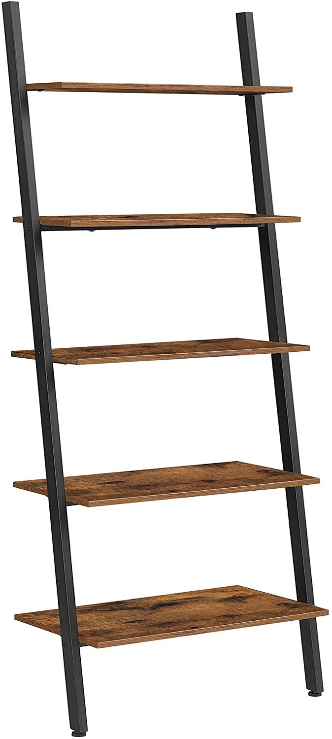 Buy 5-Tier Bookshelf Rack, Rustic Brown and Black discounted | Products On Sale Australia