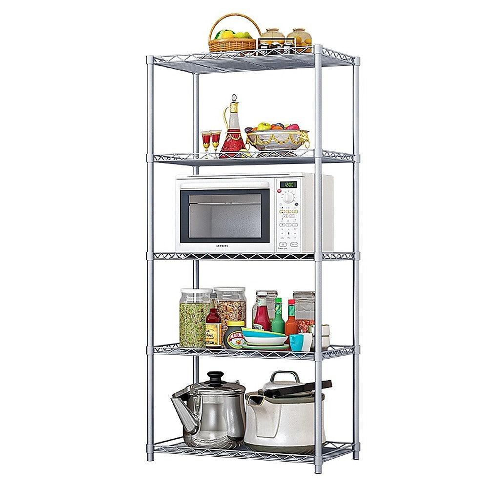 Buy 5 Tier Silver Metal Storage Rack Shelving Wire Shelf discounted | Products On Sale Australia