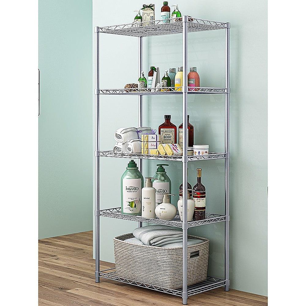 Buy 5 Tier Silver Metal Storage Rack Shelving Wire Shelf discounted | Products On Sale Australia