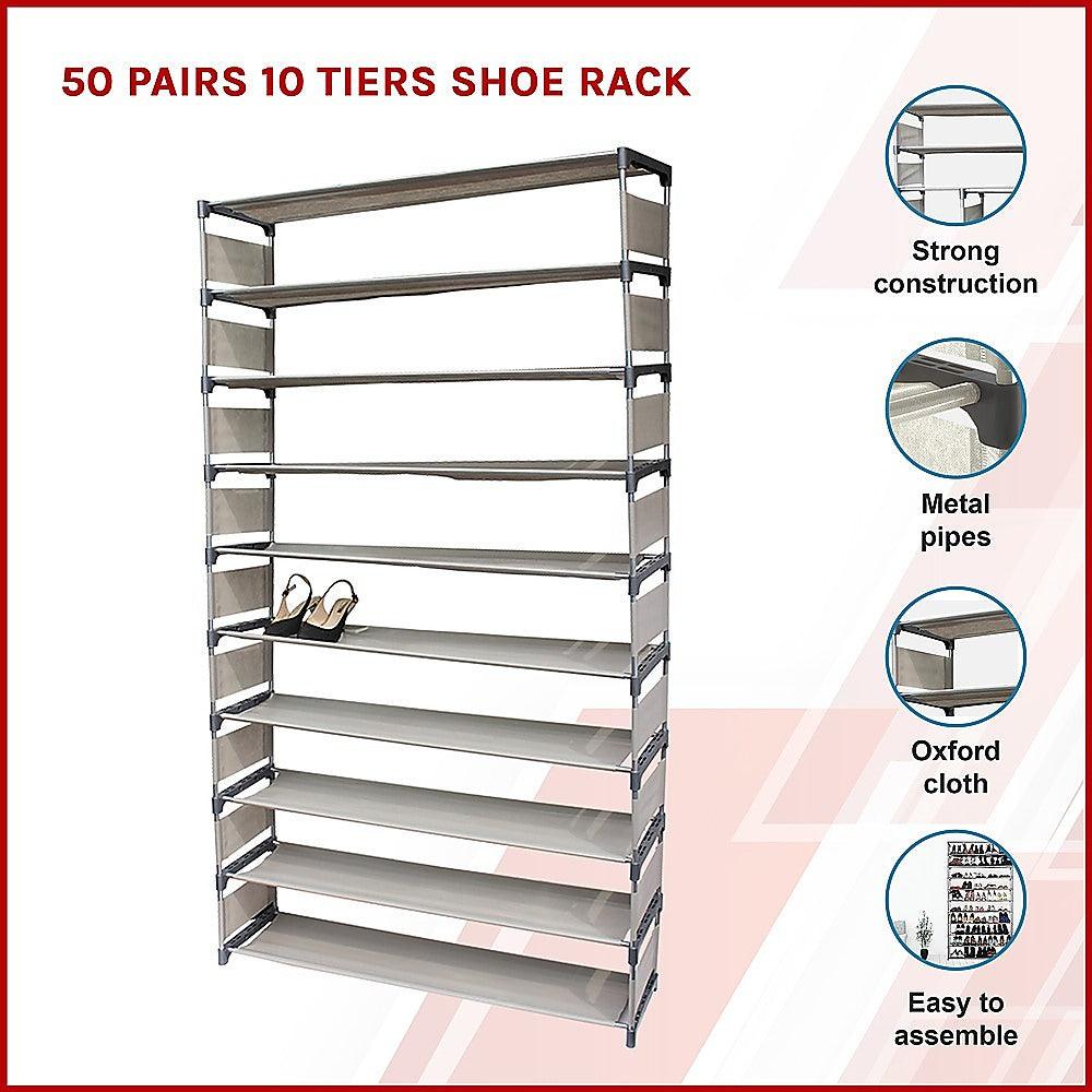 Buy 50 Pairs 10 Tiers Shoe Rack discounted | Products On Sale Australia