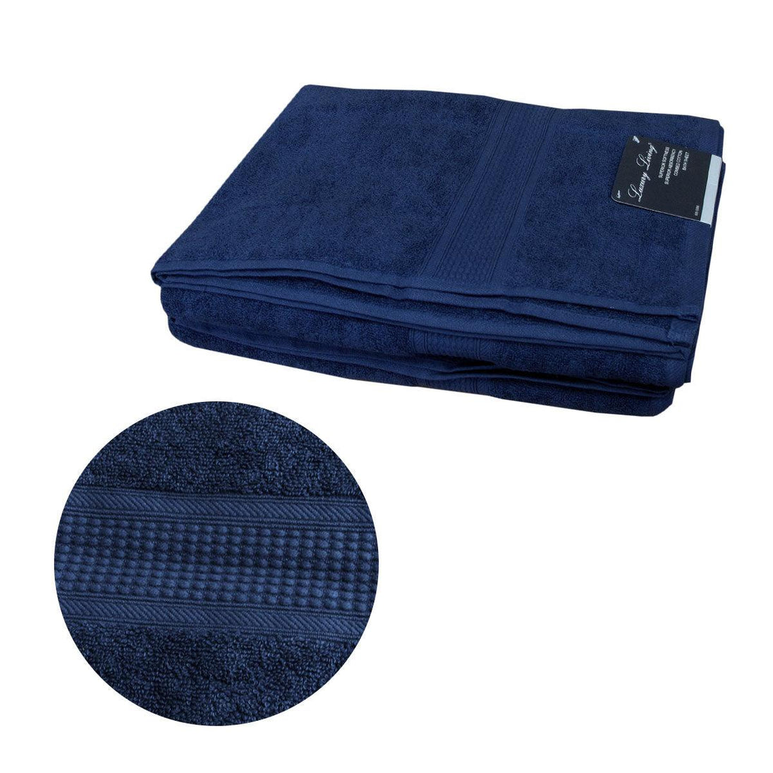 Buy 500GSM Set of 2 100% Cotton Bath Sheet Navy 80 x 160 cm discounted | Products On Sale Australia