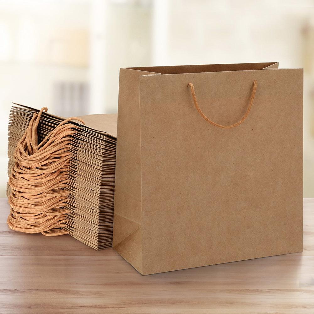 Buy 50pcs Bulk Kraft Paper Bags Pack Brown Shopping Retail Gift Bags Reusable Brown discounted | Products On Sale Australia