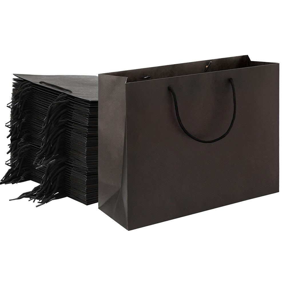 Buy 50pcs Bulk Paper Bags Pack Shopping Retail Gift Bag Reusable Fabric Handle Black discounted | Products On Sale Australia