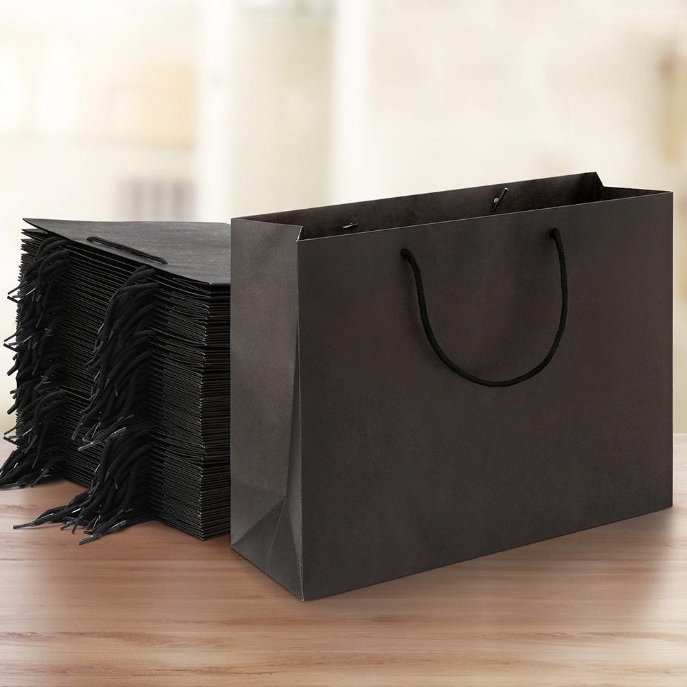 Buy 50pcs Bulk Paper Bags Pack Shopping Retail Gift Bag Reusable Fabric Handle Black discounted | Products On Sale Australia