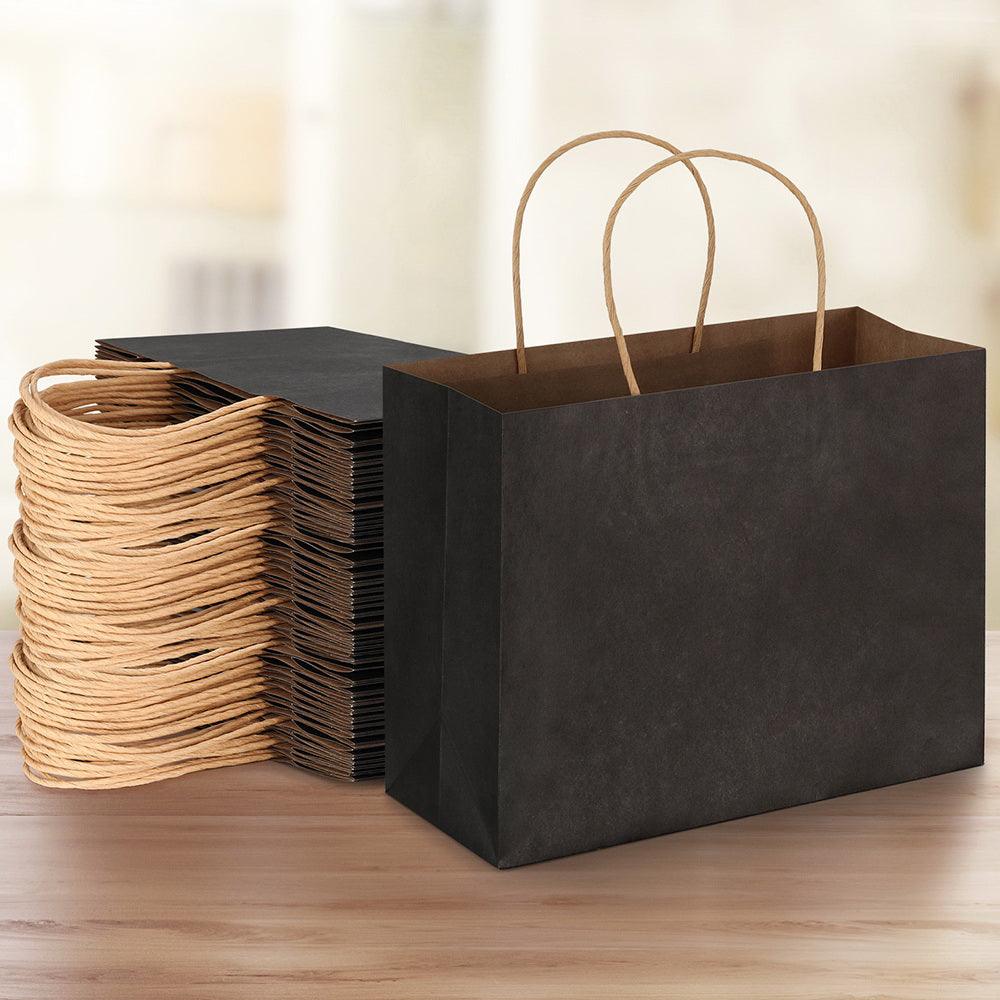 Buy 50pcs Bulk Paper Bags Pack Shopping Retail Gift Bags Reusable Soft Handle Black discounted | Products On Sale Australia