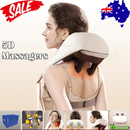 Buy 5D Massagers for Neck and Shoulder with Heat Goletsure Pain Relief Deep Kneading Brown discounted | Products On Sale Australia